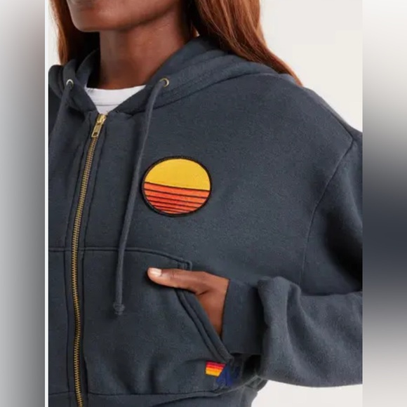 Aviation Nation Sunset Patch Crop Zip Hoodie - Picture 2 of 5